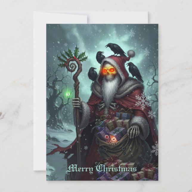 Cartes Pour Fêtes Annuelles Dark Santa of Shadows – Gothic Christmas Skeleton  (Devant)