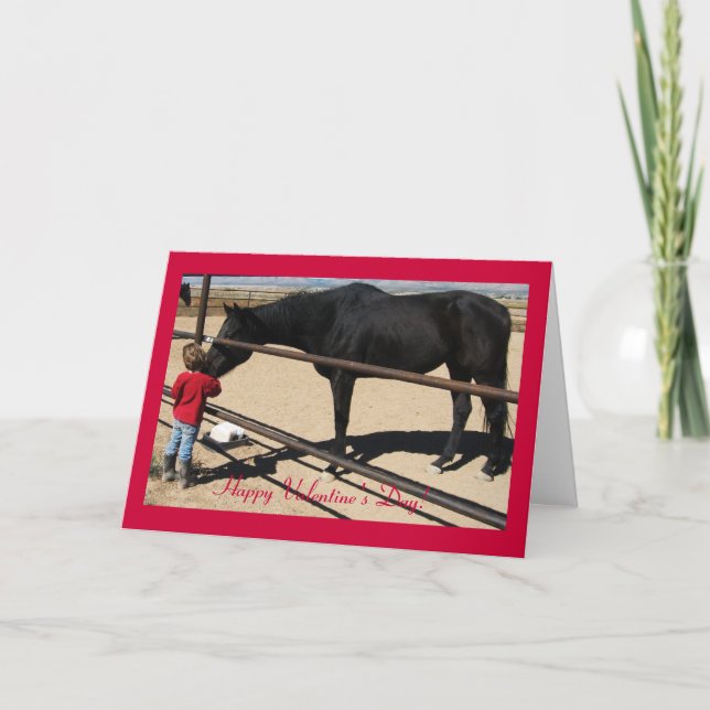Cartes Pour Fêtes Annuelles Dark Thoroughbred and Girl - Cheval Lover Valentin (Devant)