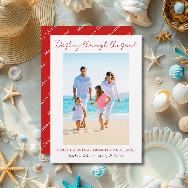Cartes Pour Fêtes Annuelles Dashing À Travers Le Sable Joyeux Noël (Créateur téléchargé)