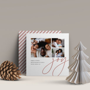 Cartes Pour Fêtes Annuelles Dashing Script   3 Photo Collage Holiday Card