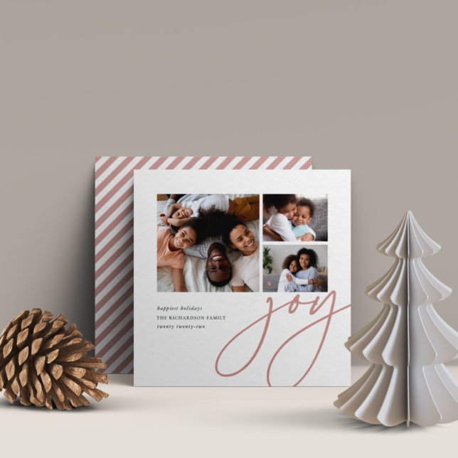 Cartes Pour Fêtes Annuelles Dashing Script | 3 Photo Collage Holiday Card (Créateur téléchargé)