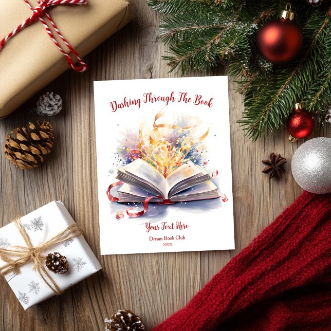 Cartes Pour Fêtes Annuelles Dashing Through the Book (Créateur téléchargé)