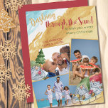 Cartes Pour Fêtes Annuelles Dashing Through the Sand 3 Photo Gnome Beach<br><div class="desc">Dashing through the Sand fun photo Christmas card with 3 de vos photos préférées, décoré de mignons gnomes dashing à travers la plage tropicale avec un palmier sur des traîneaux chargés de parcelles et décoré de lumières de Noël. Le modèle photo est configuré pour afficher vos images dans des formats...</div>