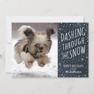 Cartes Pour Fêtes Annuelles Dashing Through the Snow Holiday Pet Card