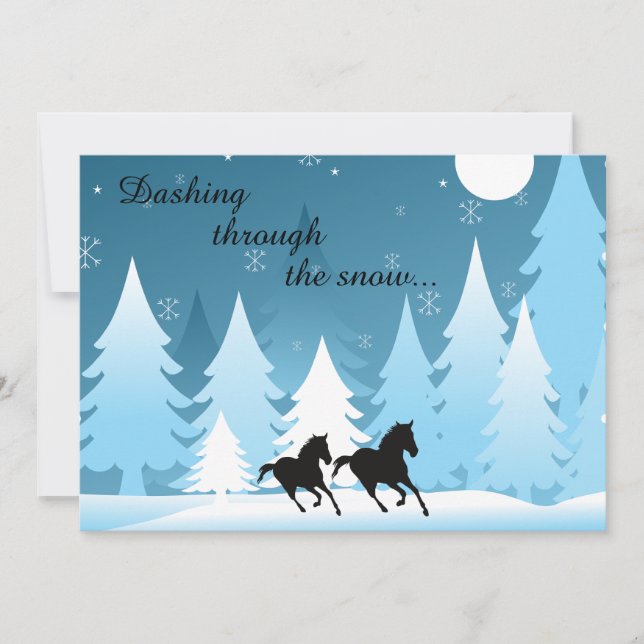Cartes Pour Fêtes Annuelles Dashing Through the Snow Horse Holiday Card (Devant)