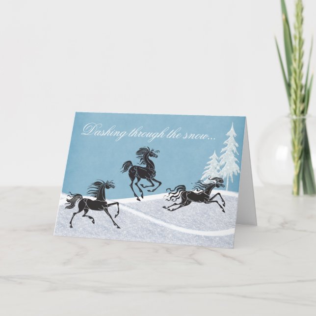 Cartes Pour Fêtes Annuelles Dashing Through the Snow Horse Holiday Card (Devant)