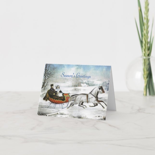 Cartes Pour Fêtes Annuelles Dashing Through the Snow Horse Sleigh Holiday Card (Devant)