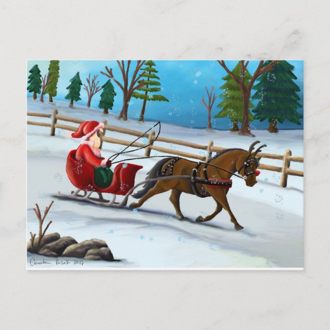 Cartes Pour Fêtes Annuelles Dashing Through the Snow Postcard (Devant)