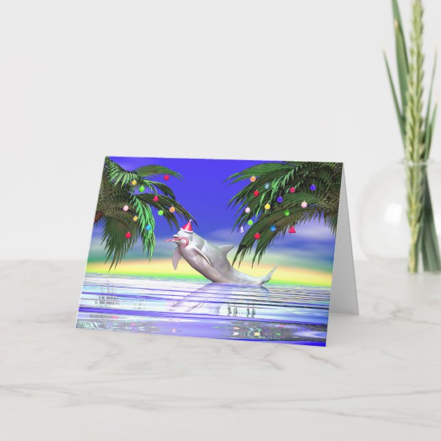 Cartes Pour Fêtes Annuelles Dauphin de Noël (Devant)