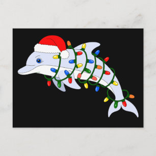 Cartes Pour Fêtes Annuelles Dauphin de Noël Chapeau de Père Noël Lumières de F