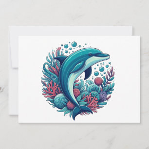 Cartes Pour Fêtes Annuelles Dauphin marin/côtier mignon