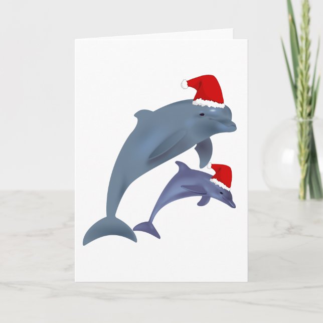 Cartes Pour Fêtes Annuelles dauphins de père Noël (Devant)
