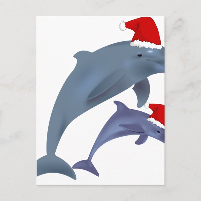 Cartes Pour Fêtes Annuelles Dauphins de père Noël (Devant)