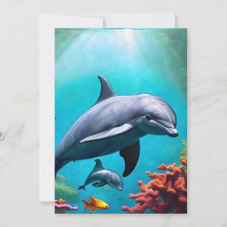 Cartes Pour Fêtes Annuelles Dauphins en aquarelle