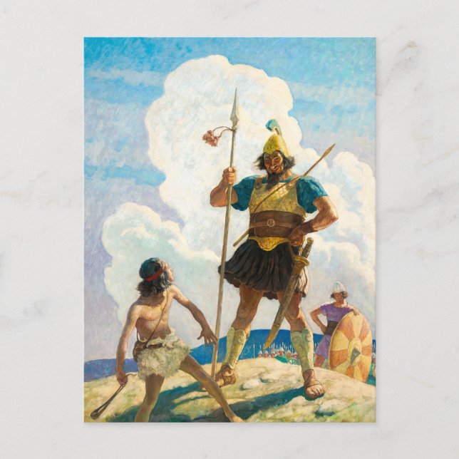 Cartes Pour Fêtes Annuelles David et Goliath par Newell Convers Wyeth (Devant)