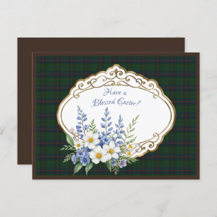 Cartes Pour Fêtes Annuelles Davidson Modern Scottish Tartan Pâques Floral