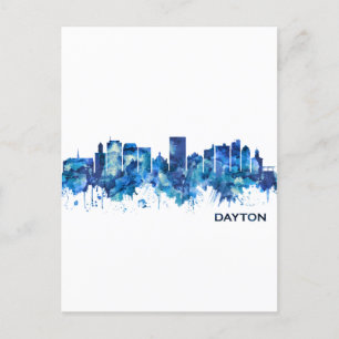 Cartes Pour Fêtes Annuelles Dayton Ohio Skyline Blue