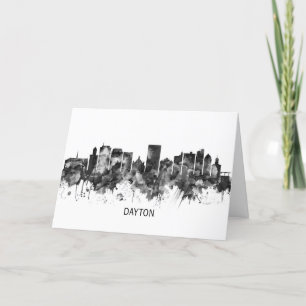 Cartes Pour Fêtes Annuelles Dayton Ohio Skyline BW