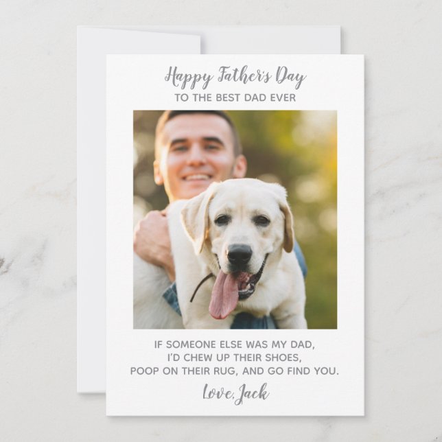 Cartes Pour Fêtes Annuelles De Chien Custom Pet Photo Papa Fête des pères (Devant)