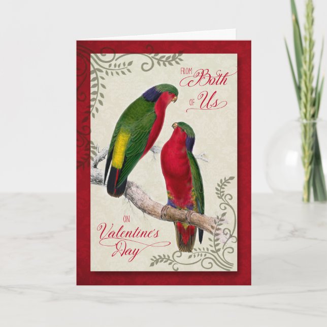 Cartes Pour Fêtes Annuelles de Couple Valentine's Day Lorikeet Parrots (Devant)
