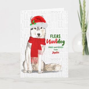 Cartes Pour Fêtes Annuelles de Dog Cute Siberian Husky Christmas