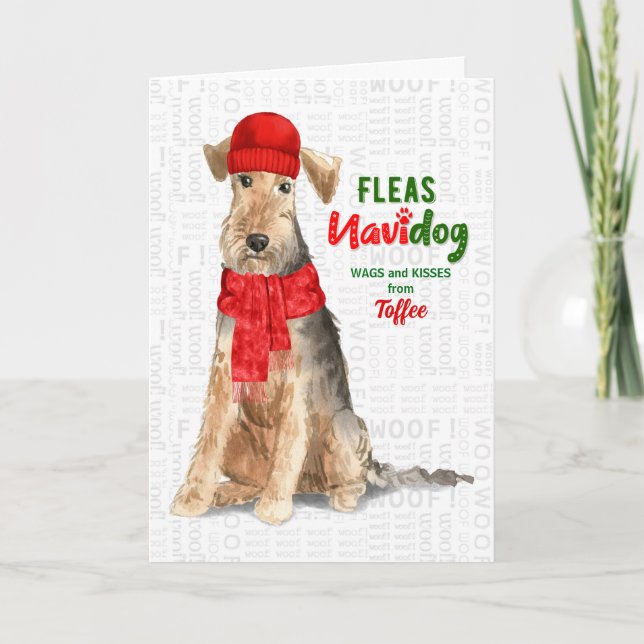 Cartes Pour Fêtes Annuelles de Dog Cute Welsh Terrier Noël (Devant)