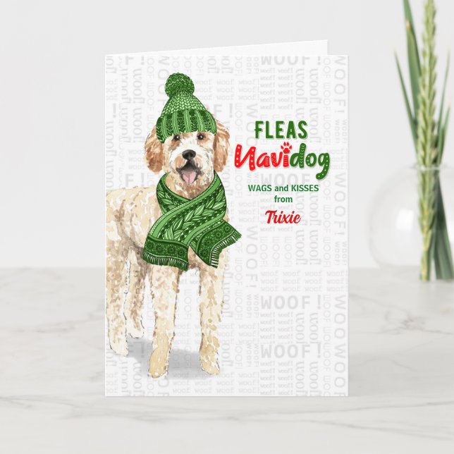 Cartes Pour Fêtes Annuelles de Dog Funny Golden Doodle Noël (Devant)