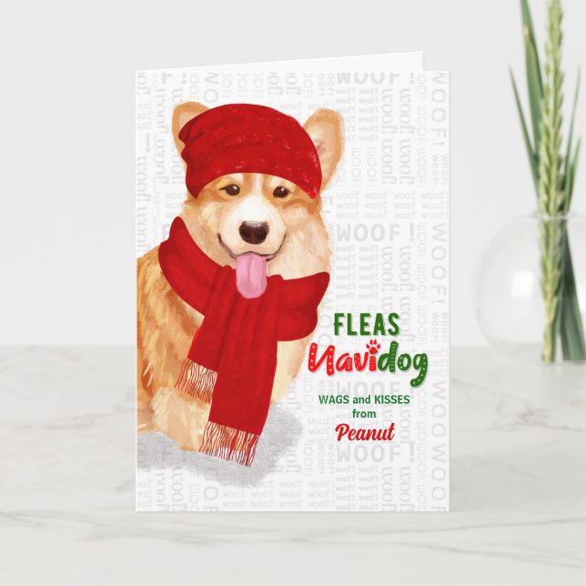 Cartes Pour Fêtes Annuelles de Dog Welsh Corgi Noël (Devant)