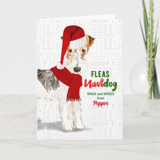 Cartes Pour Fêtes Annuelles de Dog Wire Haired Fox Terrier Noël (Devant)