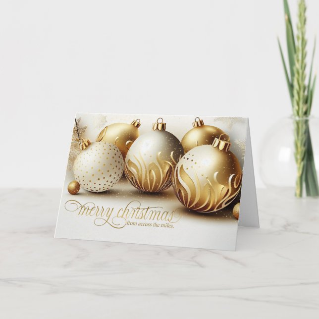 Cartes Pour Fêtes Annuelles de l'autre côté des miles Noël blanc et or (Devant)