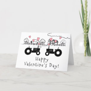 Cartes Pour Fêtes Annuelles De mignons tracteurs en AMOUR Ferme Joyeuse Saint-