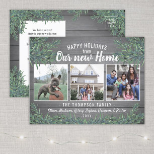 Cartes Pour Fêtes Annuelles De New Home 3 Photo Noël Vert et bois