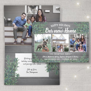 Cartes Pour Fêtes Annuelles De New Home 4 Photo Grey Bois Noël Plié