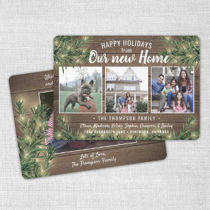 Cartes Pour Fêtes Annuelles De New Home N'importe quel salut 4 Photo Bois Noël
