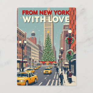 Cartes Pour Fêtes Annuelles De New York Avec Amour Vintage Retro Noël