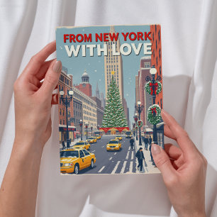 Cartes Pour Fêtes Annuelles De New York Avec Amour Vintage Retro Noël