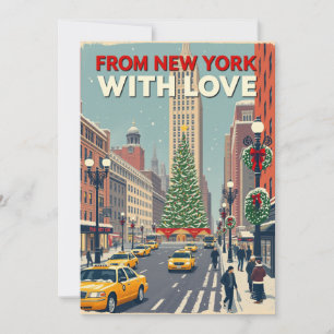 Cartes Pour Fêtes Annuelles De New York Avec Amour Vintage Retro Noël