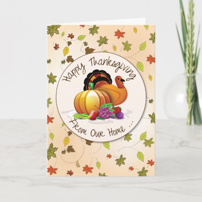 Cartes Pour Fêtes Annuelles De notre maison à vos Feuilles de Thanksgiving (Devant)