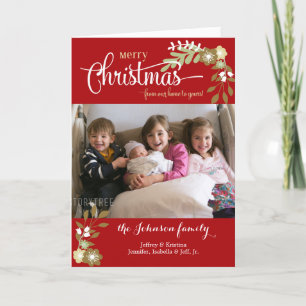 Cartes Pour Fêtes Annuelles De notre maison de Noël moderne photo florale pers