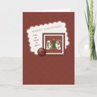 Cartes Pour Fêtes Annuelles De Notre Maison - Famille De Bonhommes De Neige