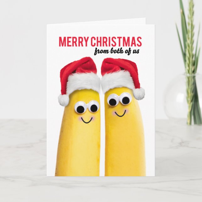 Cartes Pour Fêtes Annuelles De notre part à tous les deux Joyeux Noël Bananes  (Devant)