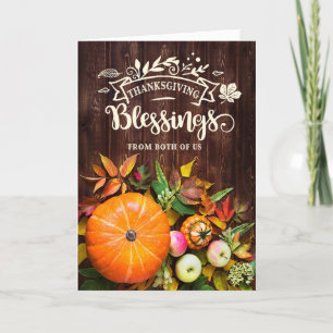 Cartes Pour Fêtes Annuelles De Nous deux Thanksgiving Blessings Pumkins