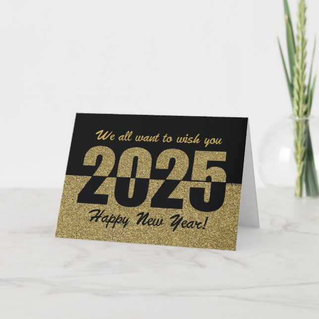 Cartes Pour Fêtes Annuelles De nous tous Bonne année 2025, Parties scintillant (Devant)