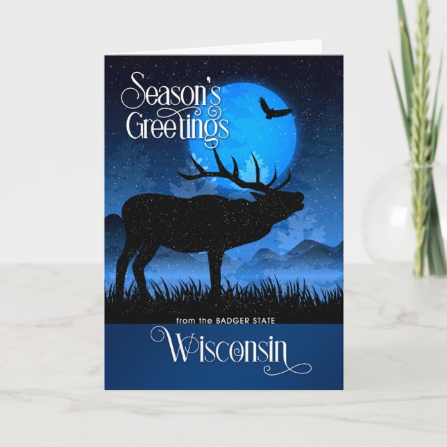 Cartes Pour Fêtes Annuelles de Wisconsin Bonnes Fêtes Woodland Deer (Devant)