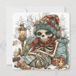 Cartes Pour Fêtes Annuelles Dead Cozy – Vibrations de squelette hivernal”