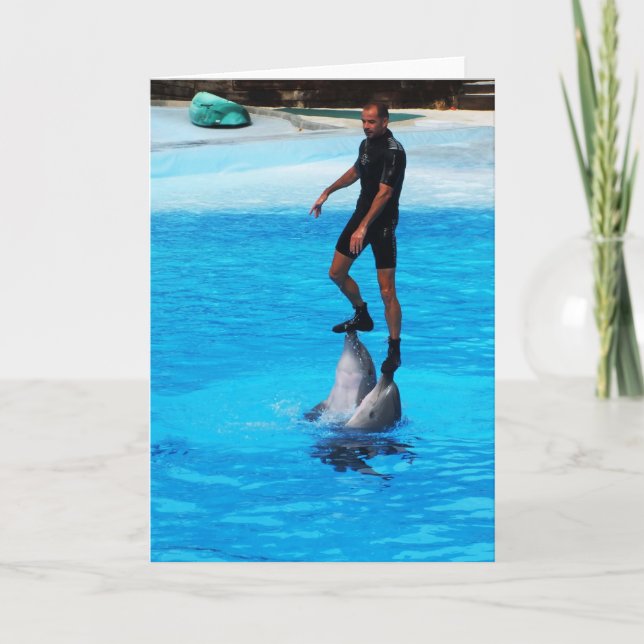 Cartes Pour Fêtes Annuelles Debout sur les dauphins (Devant)