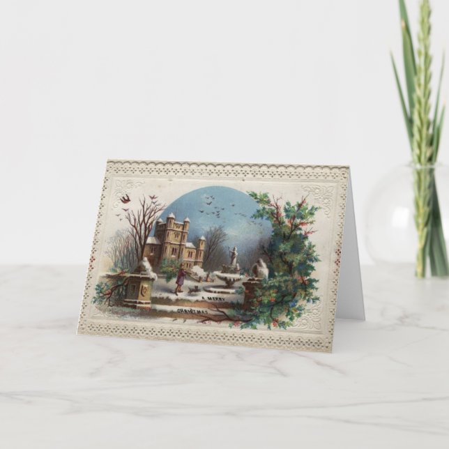 Cartes Pour Fêtes Annuelles Décembre 1872 : Le jardinier rassemble le houx (Devant)