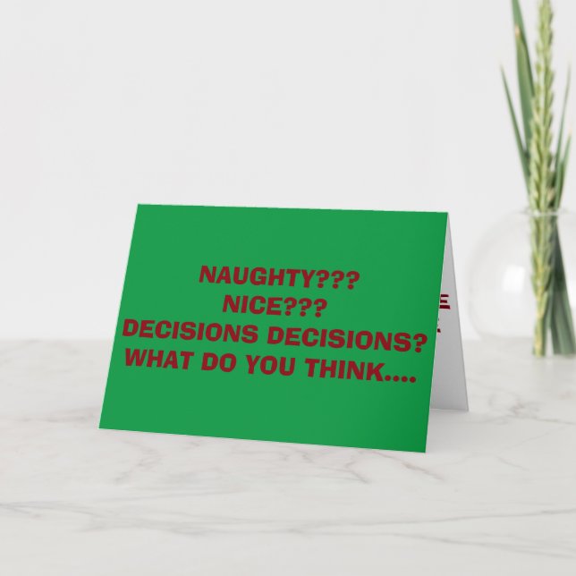 CARTES POUR FÊTES ANNUELLES DÉCIDE-NAUGHTY OU NICE=PUIS MISTLETOE POUR NOUS! (Devant)