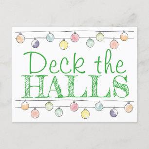 Cartes Pour Fêtes Annuelles Deck des Halls Aquarelle de Noël
