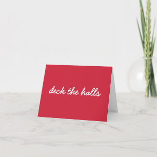 Cartes Pour Fêtes Annuelles Deck Les Halls Noël Simple Script Rouge